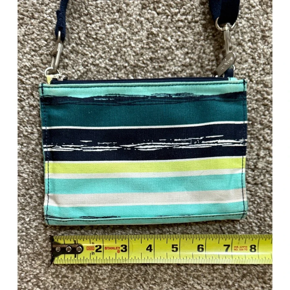31 Thirty One Sea Stripe Green & Black Stripe Cross Town Crossbody Purse